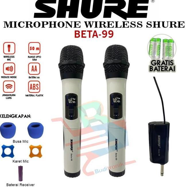 Mic Wireless Shure Beta 99 Handheld Beta99 Mikrofon Shure Putih
