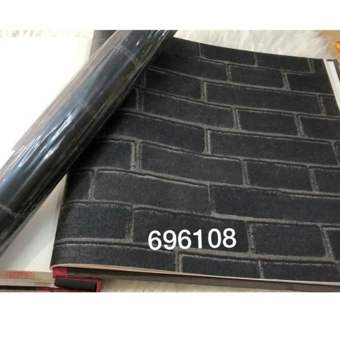 Wallpaper Dinding Murah Motif Batu Bata Hitam Abu