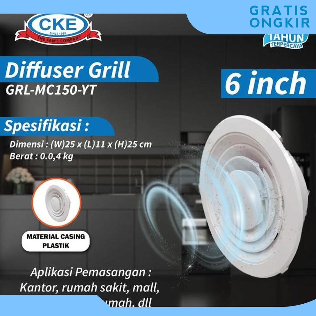 Grill  Round Diffuser 6 Inch Putih Grill Plafon Ac Ducting