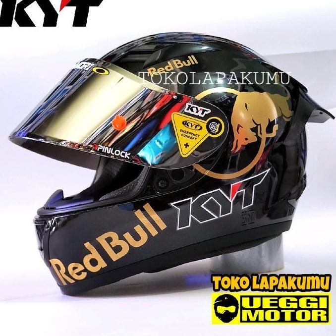 HELM KYT R10 BLACK GLOSSY REDBULL PAKET G