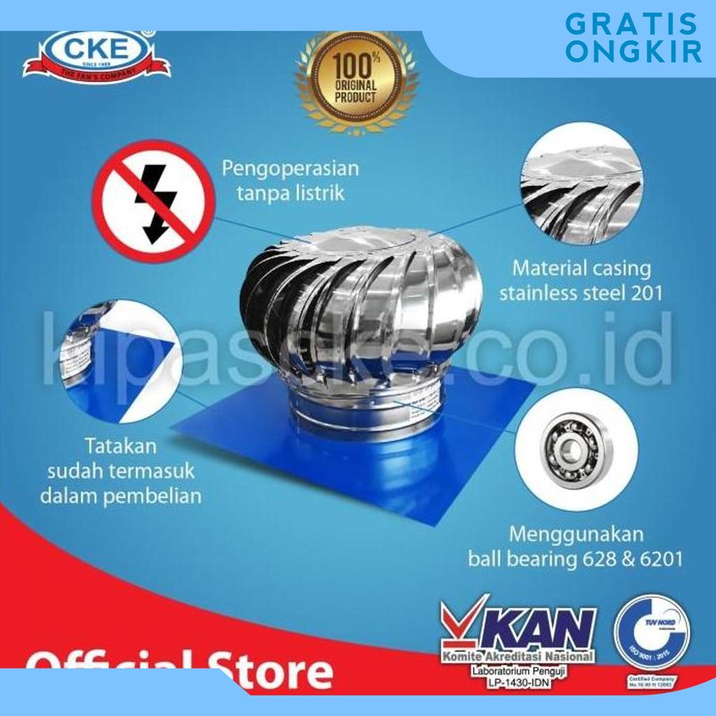 Cke Turbin Ventilator Tg360-Ss Ventilasi Atap Rumah Pabrik Resto Udara