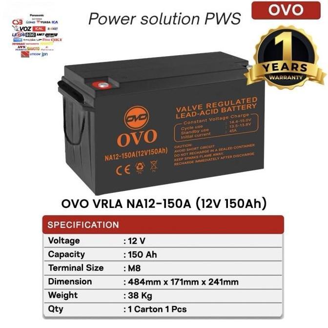 Baterai UPS 12v 150 Ah. Accu Aki Baterai Kering Battery vrla 12V 150 Ah NA 12-150 A