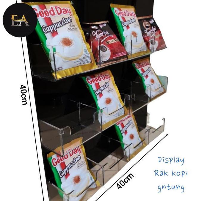 PROMO DISKON - diaplay rak kopi / rak kopi akrilik gantung