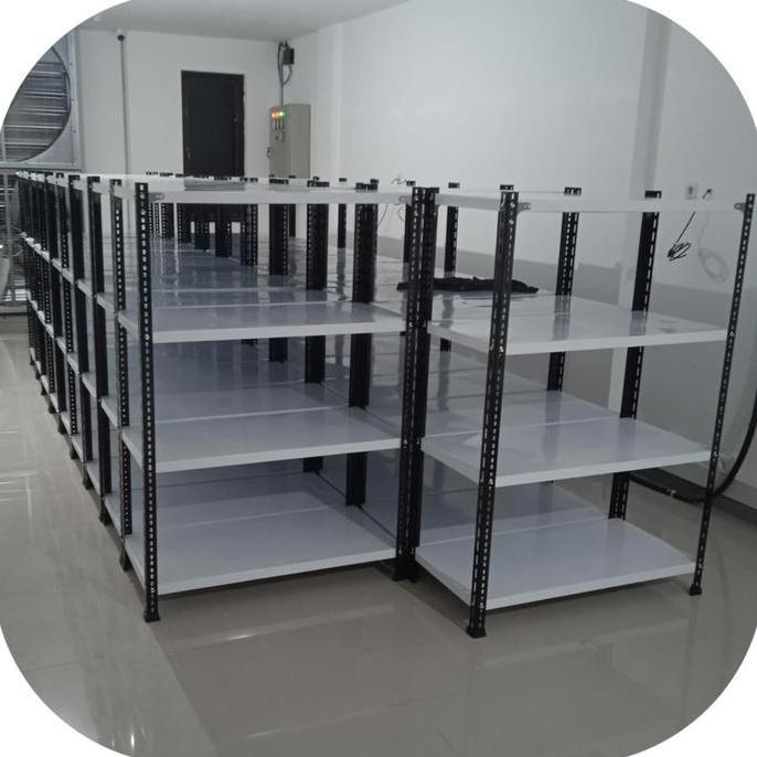 BEBAS ONGKIR - rak besi 4susun/ rak siku lobang/ rak gudang/rak minimalis Penyimpanan Anti Karat