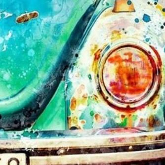 Hiasan Dinding Vintage Lukisan Kayu Vw Kodok Abstrak Dekorasi Cafe