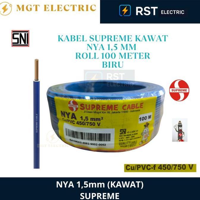 Promo SUPREME NYA 1.5 MM GROUNDING ROL 100 METER  / NYA SUPREME 1,5MM ROL 100M / KABEL LISTRIK KAWAT