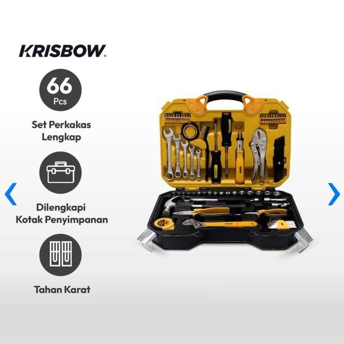 1 set hand tools krisbow perkakas isi 66 pcs / kunci set / hand tool