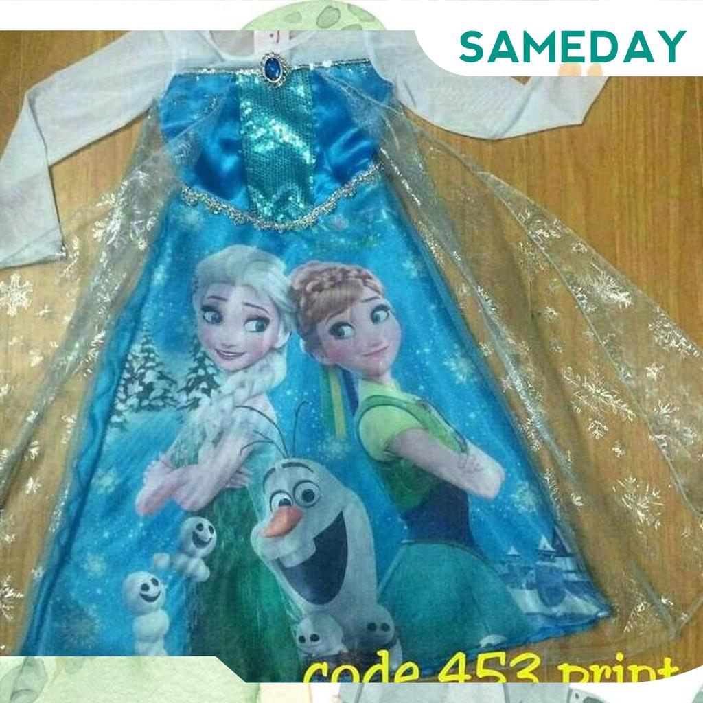 Baju Dress Kostum Frozen Gambar Elsa Dan Anna Gosend