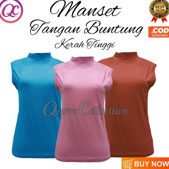 DS12 - Manset Tanpa Lengan Buntung Wanita Kerah Turtle Neck Polos Dalaman Yukensi Perempuan Bahan Ra