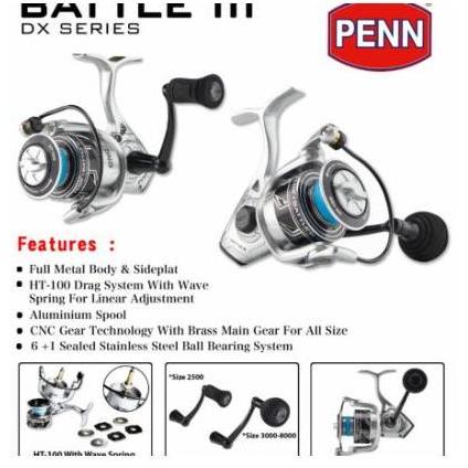 Gulungan Senar Pancing Rel Rell Penn Battle III dx Series Silver 2500 Power Handel