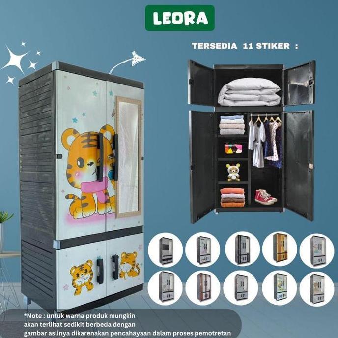 NEW - LEORA Lemari Pakaian Plastik MR PLAS STICKER STANDAR Lemari Gantungan Lemari Stiker Karakter L