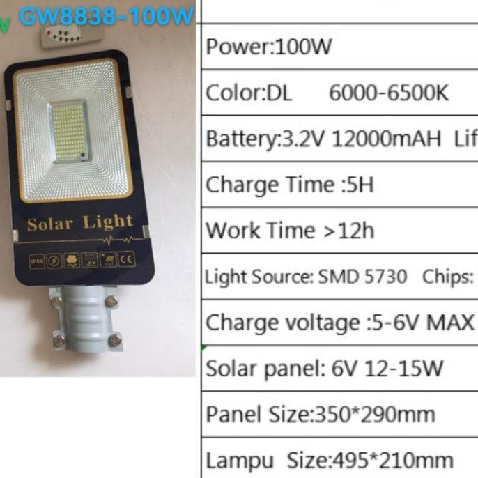 LAMPU JALAN TENAGA SURYA 100W PJU SOLAR CELL 100Watt PJU 100 watt