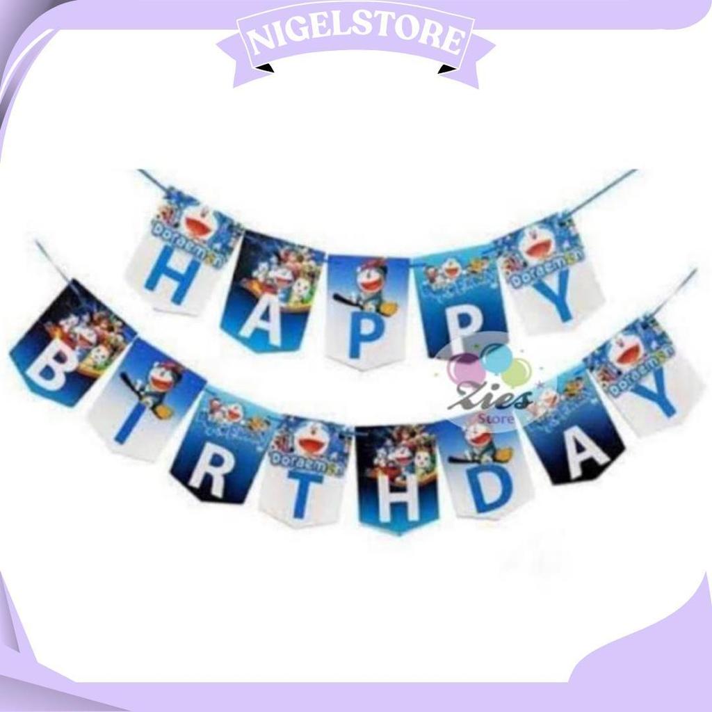 Banner Happy Birthday Doraemon / Banner Ulang Tahun Karakter Doraemon Zs Cod