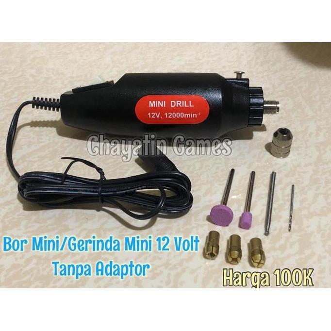 Bor Mini - Gerinda Mini + Mata Gerinda Bor Tanpa Adaptor Sesuai Foto