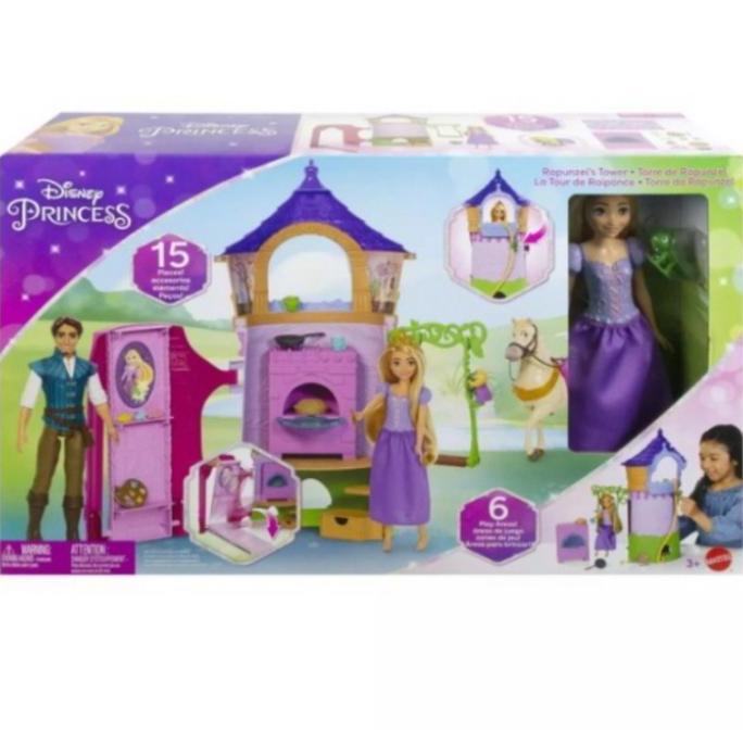 Rumah Boneka Disney Princess Toys Rapunzel Tower Playset Aksesoris