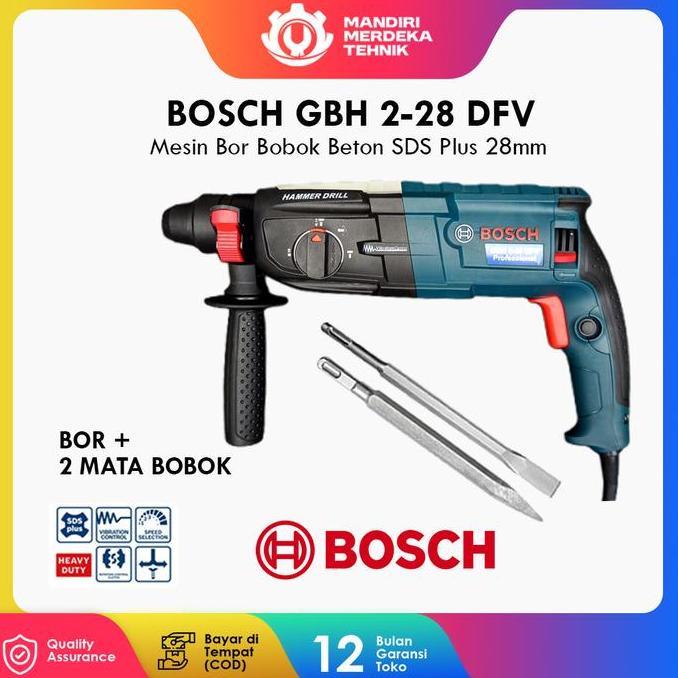 PROMO TERMURAH BOSCH GBH 2-28 DRE Rotary Hammer Mesin Bor 3 Fungsi Bobok Beton Kayu Besi 1.000 W