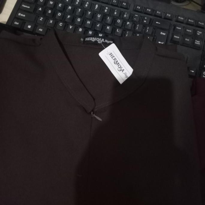 [Gamis Hermosa] Gamis polos  coklat tua-GAMIS COKLAT TUA UMBRELLA kancing kerah wanita  syari  musli