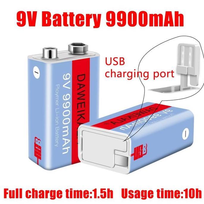 Premium New 9V Battery li-ion Rechargeable battery Micro USB Batteries 9v Promo