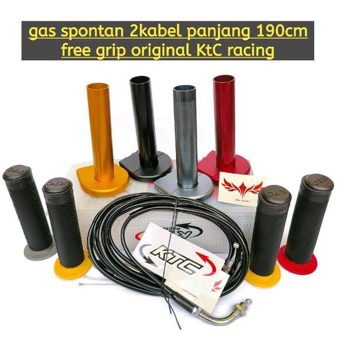 ASLI KTC Racing Gas Spontan 2 Kabel 190cm + Free Handgrip | PNP Universal Motor NMAX, Aerox, Lexi, P