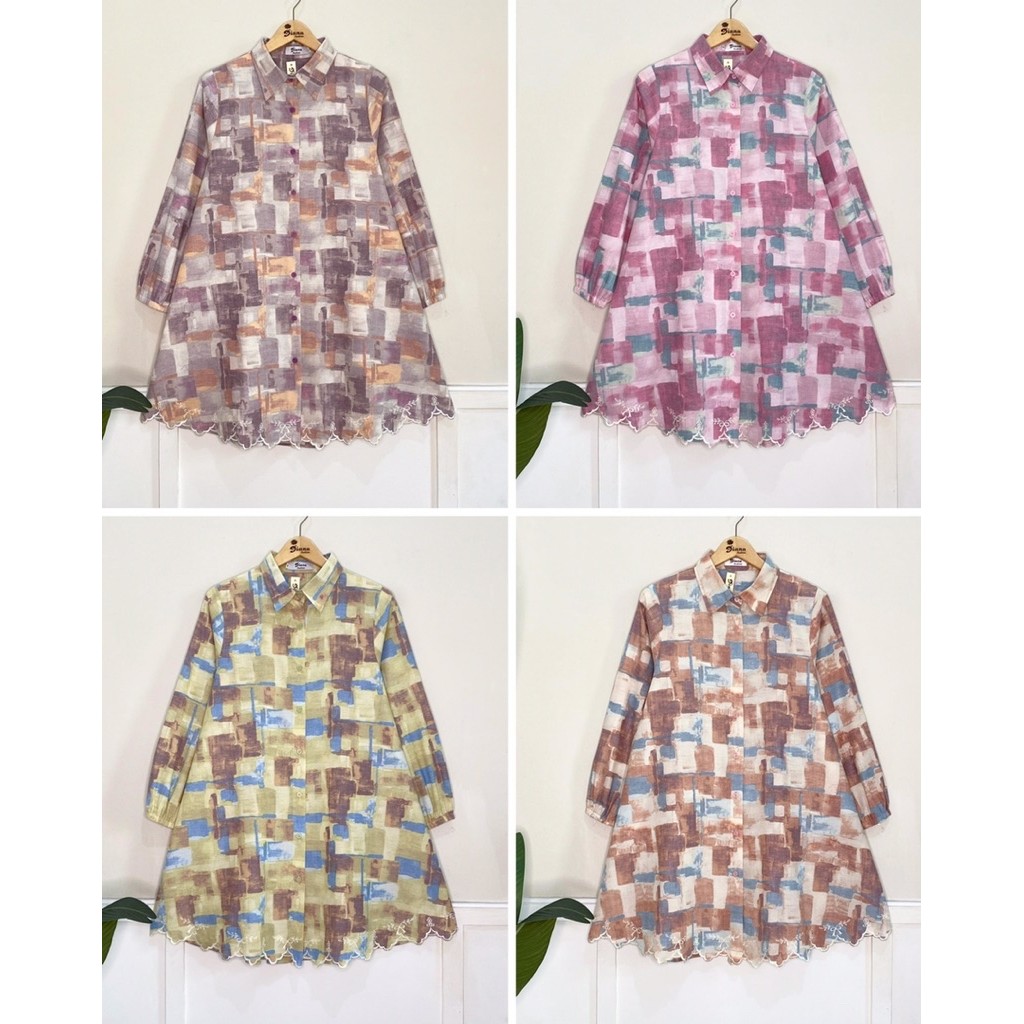 TUNIK KEMEJA BORDIR MOTIF ABSTRAK KATUN YANDET BY DIANA