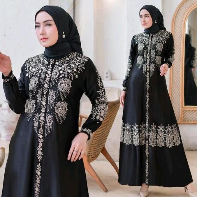Gamis Lebaran 2024 Cristal Silk Premium Motif Bordir Pintu Aceh 2 Terlaris