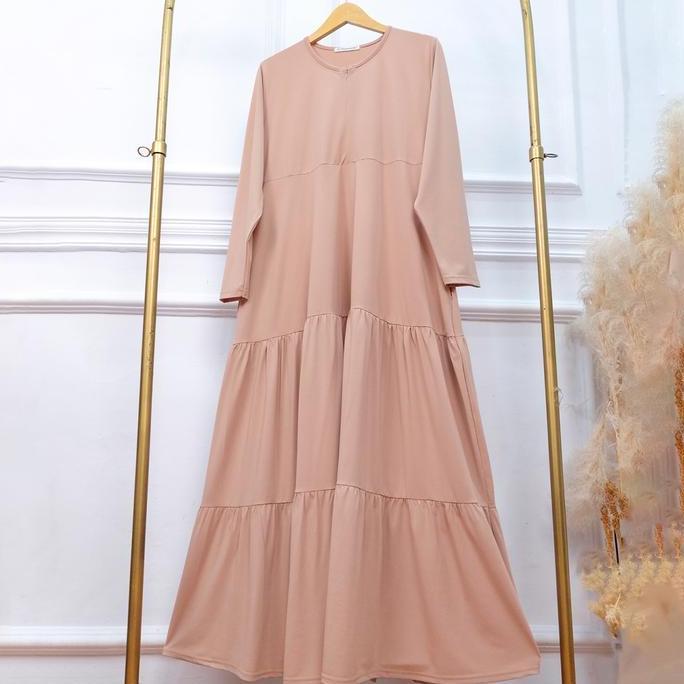 Gamis Jersey Susun Busui - JV Hasanah Rabia Ruffle Dress Terlaris