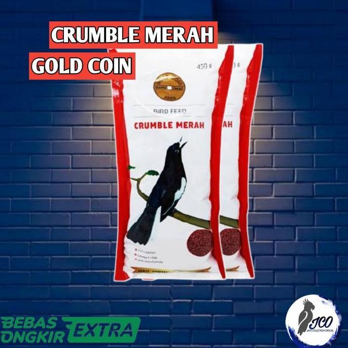 TERBARU GOLD COIN CRUMBLE MERAH PAKAN BURUNG KACER MURAI VOER PUR PAKAN BURUNG PROMO