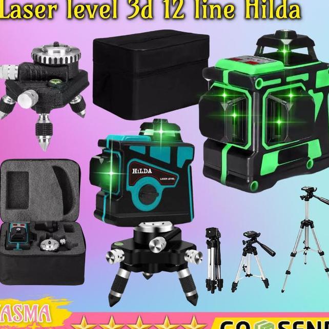 Laser Level 12 3D Hilda Laser Level Pengukur Dimensi Tro