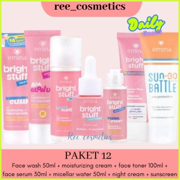 FUZ-611 Emina Bright Stuff Paket 1 Lengkap Skincare 1 Set | Emina Paket Skincare Remaja Murah