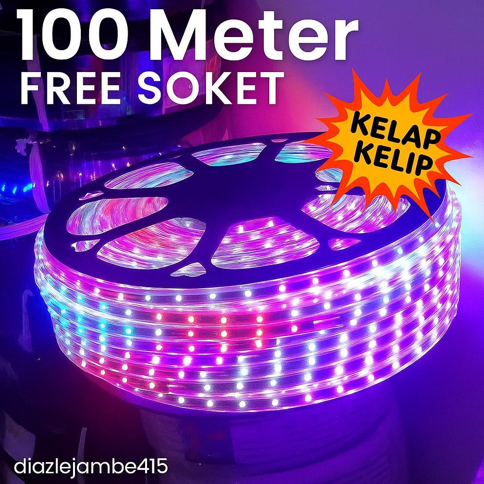 Lampu Led Natal 100 50 20 10 Meter Kelap Kelip Warna Warni Outdoor Wateroof Led Selang Strip RGB