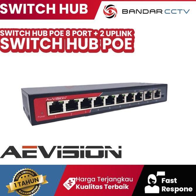 AEVISION SWITCH HUB POE 8 PORT + 2 UPLINK