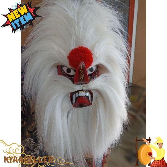 Topeng Ganong Full Putih/Ganongan Anak/Ganongan Remaja/Dewasa/Ganongan Rambut Sintetis [Br 1111]