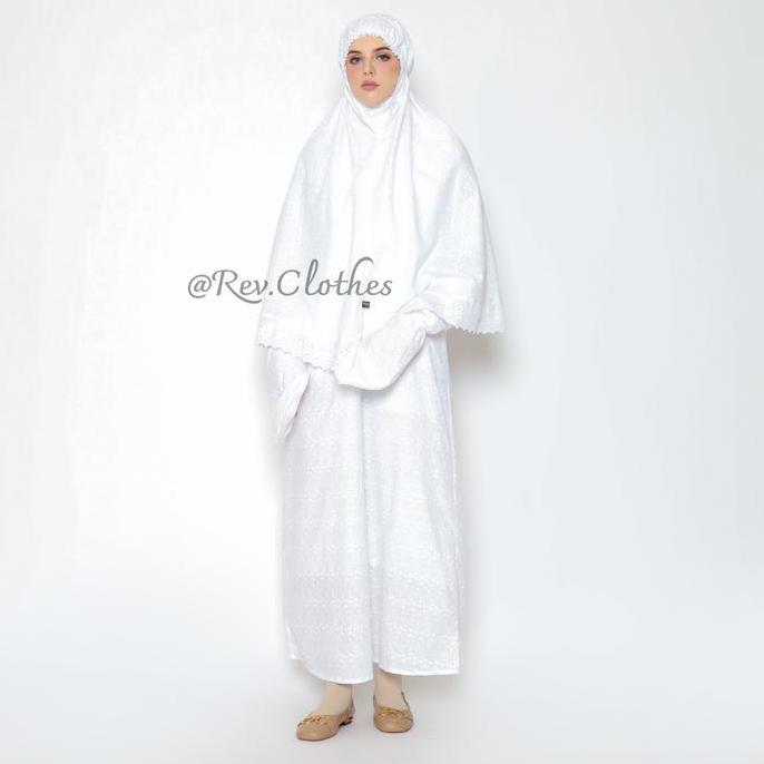 Gamis Umroh Wanita Set Lengkap Baju Ihram Wanita Full Bordir Baju Muslim Wanita Bergo Syari