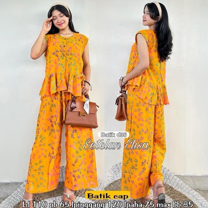 (Batik D36) Setelan ELISA Batik cap halus busui friendly ld 110 batik cap premium