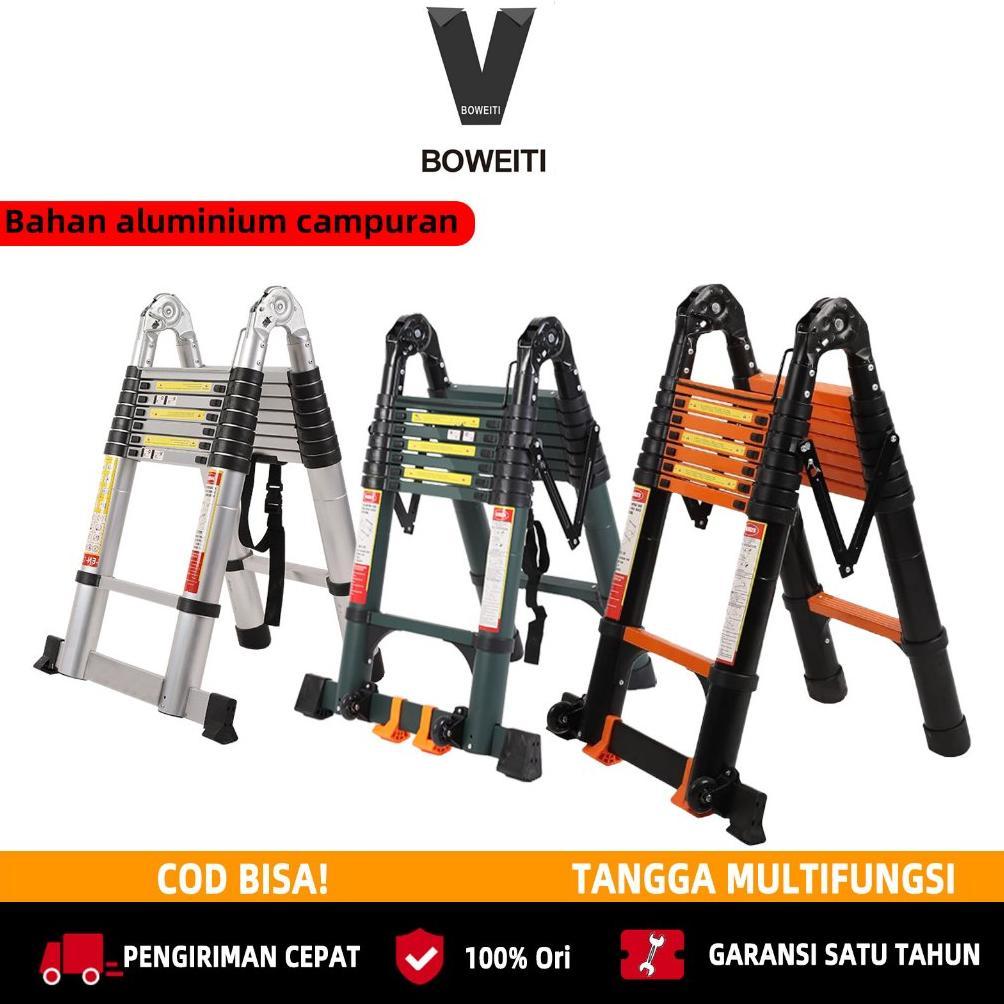BOWEITI Tangga Lipat Aluminium Banyak Gaya Kualitas Tinggi Warna unik Tangga Teleskopik