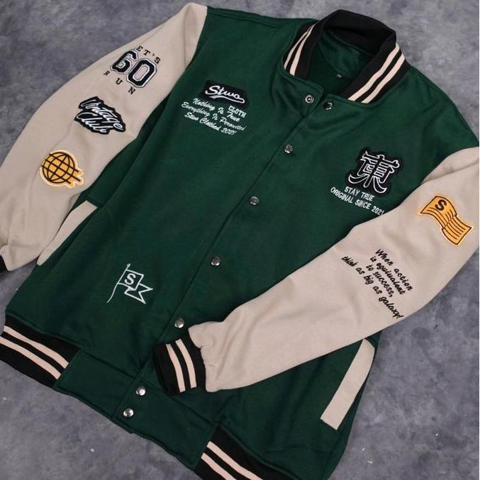 Jaket Varsity/Varsity Jacket Baseball Full Bordir Aplikasi Premium Unisex Pria Wanita Casual Top Kan