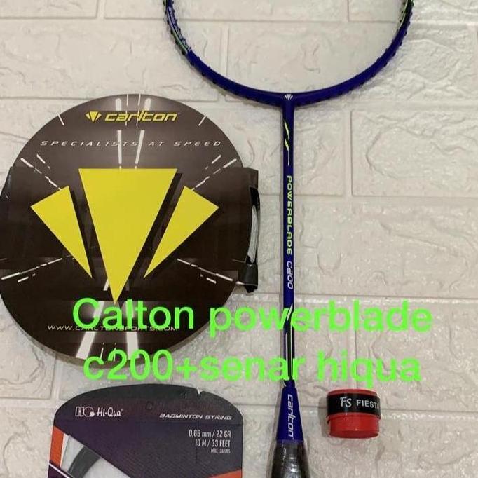 TERMURAH - Raket Badminton CARLTON POWERBLADE C200+grip+senar Hiqua micro 66 ORI