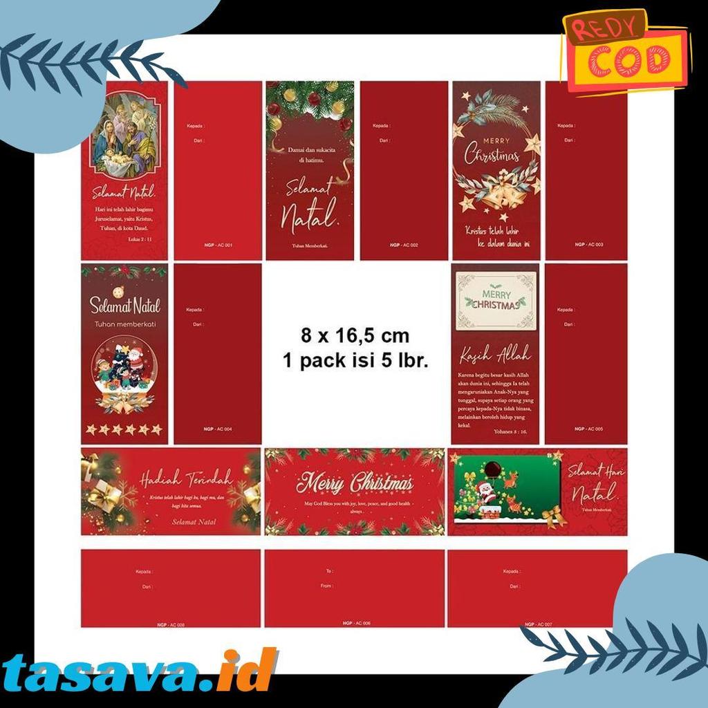 Diskon Up To 70% Angpao Natal Isi 5 Amplop Natal Merah Motif Natal Murah