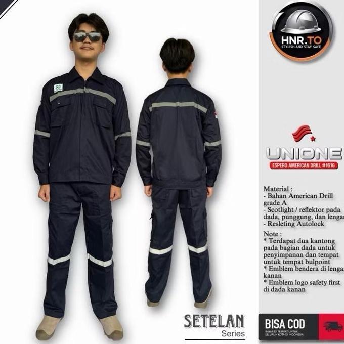 Setelan Baju Kerja Lapangan / Apd / K3 / Lengan Panjang / Safety First Pria Wearpack Baju Seragam