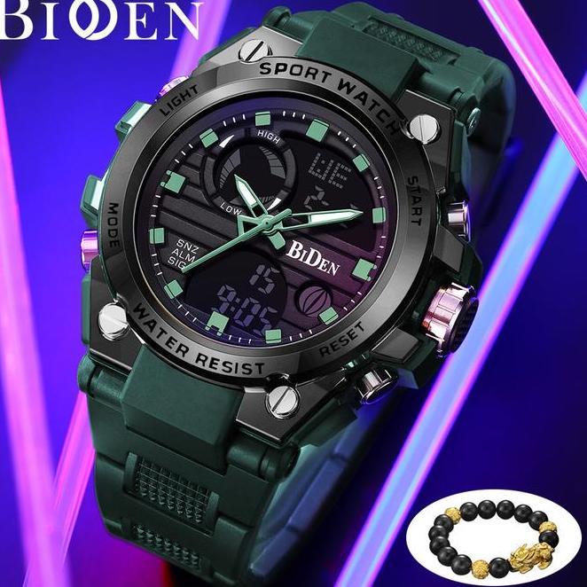 Biden Jam Tangan Pria Analogdital Sports Tali Silikon Jam Tangan Cowok