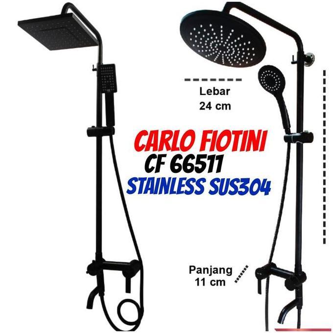 Shower Tiang Coulomn Black Hitam Carlo Fiotini 66511 Panas Dingin
