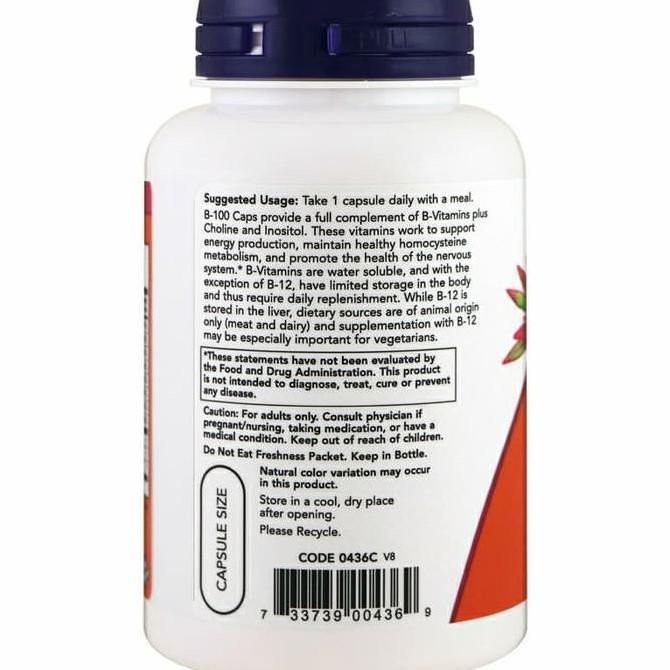 Now Foods Vitamin B 100 B100 B-100 Vitamin B B12 100 Caps Original