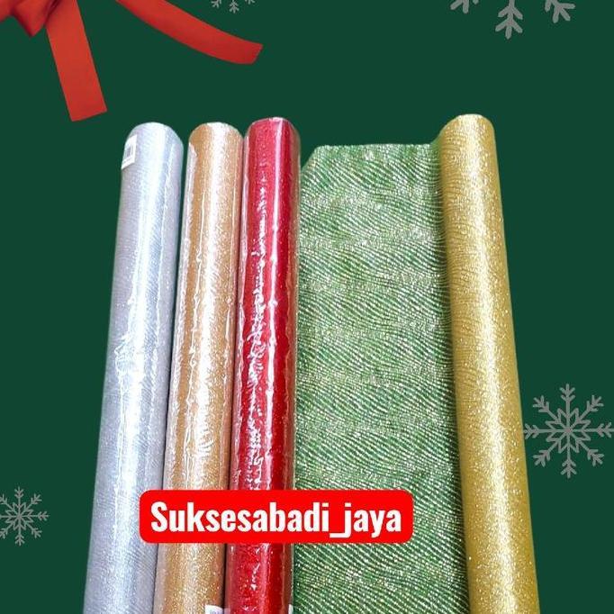 HIASAN NATAL Pita Natal Besar SNOW RIBBON ROLL ukuran 48cm x 4.5meter / Pita Roll Besar /Pita Pohon 