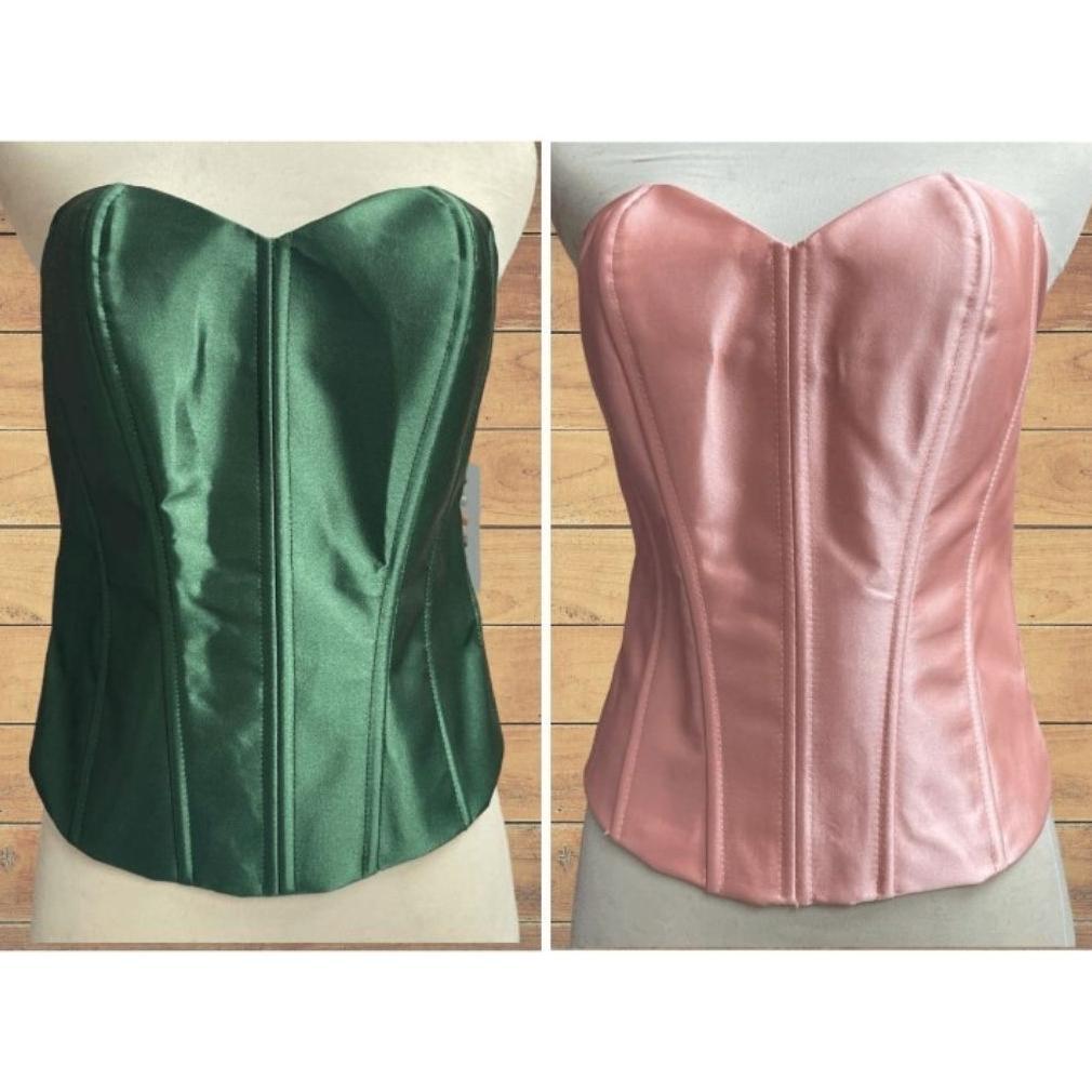 JIMALI.FABILO - LONGTORSO SATIN MERAH | BUSTIER KEMBEN WANITA DALAMAN KEBAYA KEKINIAN