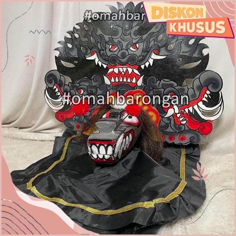 Asli Bagus Barongan Ukir Kayu Caplokan Anak Ukuran 1-5 Engsel Slug Dengan Kemul Dan Sungut