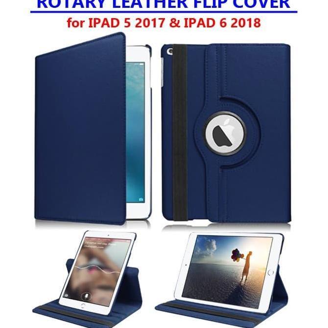 TERBARU - IPad 5 A1822 A1823 6 A1893 A1954 Rotary Leather Flip Case Casing Cover