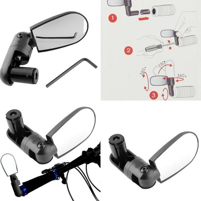 Kaca Spion Sepeda Kotak Handlebar 360 Rotate Sepion Speda MTB BMX 1PCS