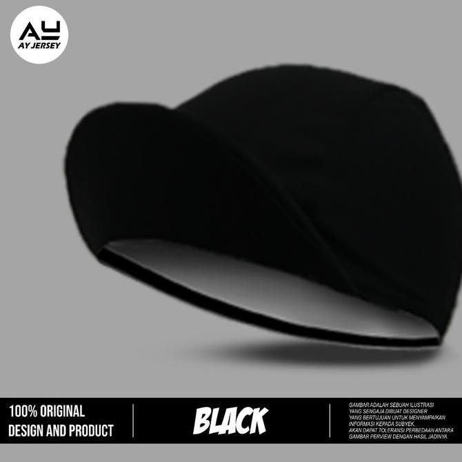 CYCLING CAP HITAM POLOS ( TOPI SEPEDA )