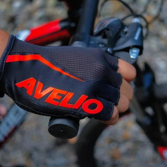 SARUNG TANGAN AVELIO DASH Black Red - Half Finger - Gloves sepeda MTB