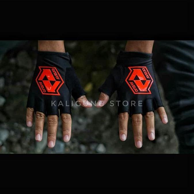 SARUNG TANGAN AVELIO BASIC Black RED - Half Finger - Gloves sepeda MTB